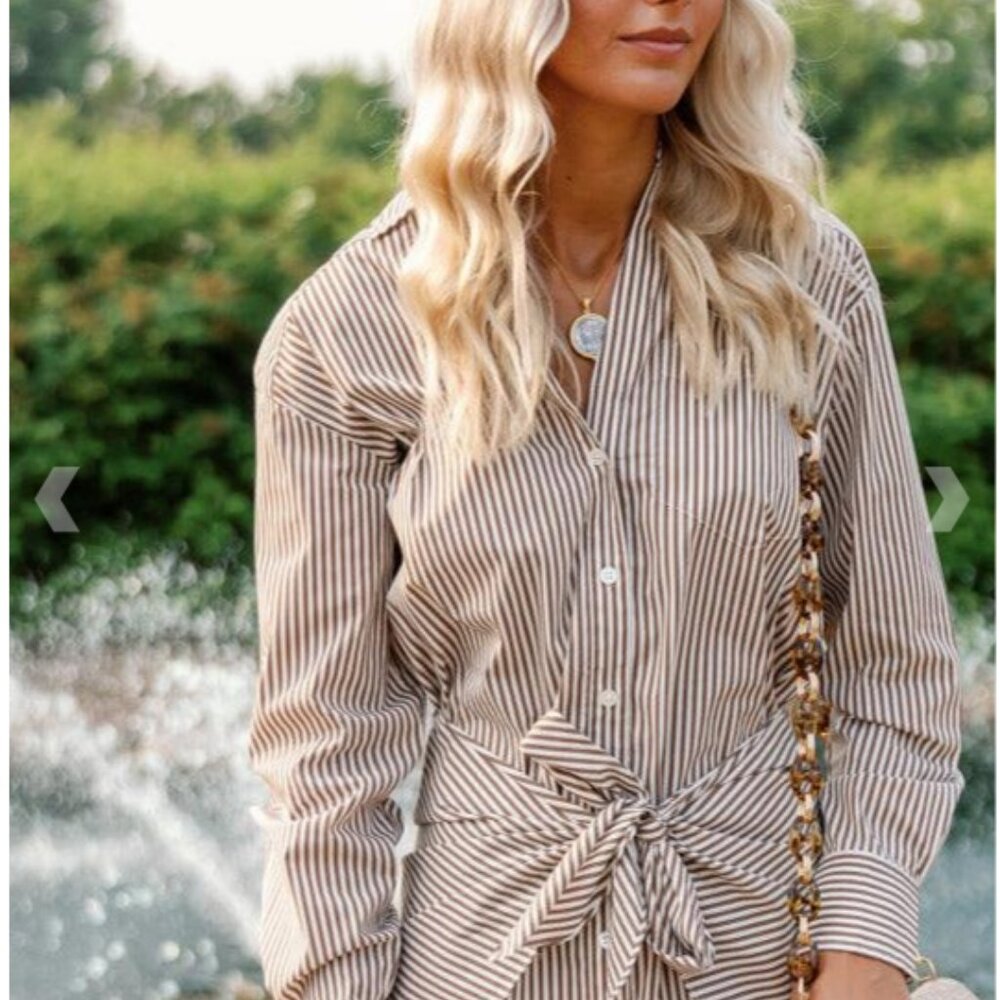 Veronica Beard Roanoke Striped Shirtdress Size 16 NWOT